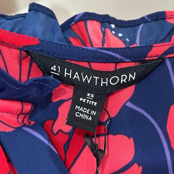 NWT 41 Hawthorn Orlee Mixed Media Split Neck Sleeveless Floral Top XSP - Picture 4 of 9